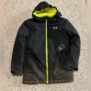 New Under Armour Youth Coldgear Insulated Black Winter Jacket - Sz L (14/16) NWT